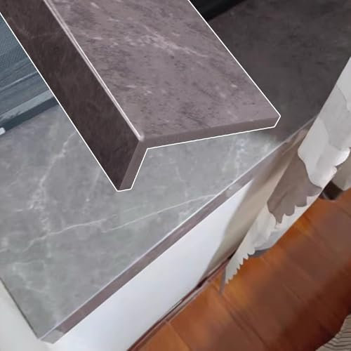 Fensterbankabdeckung mit Marmor-Finish, einfache Installation, Büro/Wohnheim, Fensterbank, Acryl, Grau, 80 x 12 cm