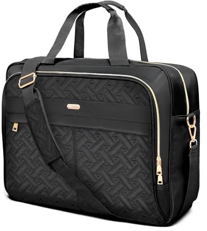 WIRABO 17,3 Zoll Laptoptasche Damen Herren, Laptop Bag, Wasserdichte Aktentasche für Geschäftsreisen, Schule, Arbeitstasche (Schwarz-Herz, 17.3 Zoll)