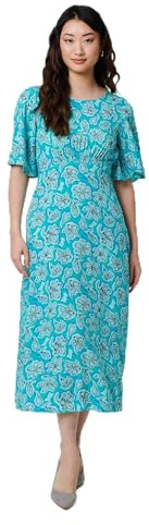 Izabel London Floral 1/2 Flare Sleeve Midi Dress Made from 100% Viscose, for Women UK with an a-line fit.