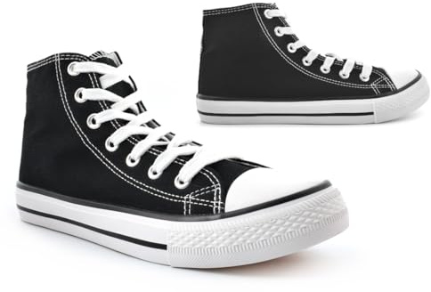 Boys Canvas Shoes Girls Canvas Shoes Boys Pumps Girls Pumps Hi Tops Black Pump High Top Shoe Size 5 Womens Trainers Size 4 Ladies Trainers Sizes 12-5 Black 5 UK