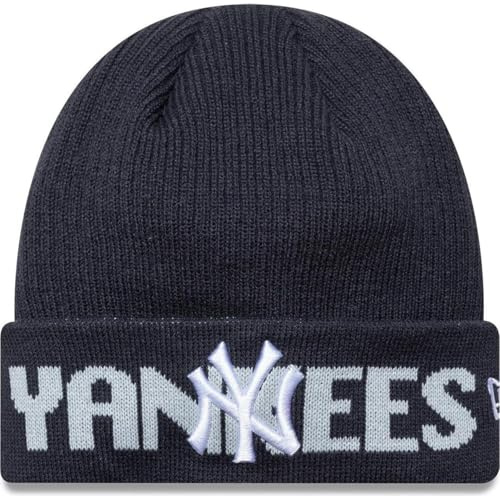 New Era Adult's Knit Wordmark MLB New York Yankees Beanie Knit Hat Navy