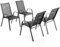 BIRCHTREE Garden Chairs Set of 4, Stackable Garden Furniture, Deck Chair, Weather-Resistant, Black Chairs for Outdoor Seating