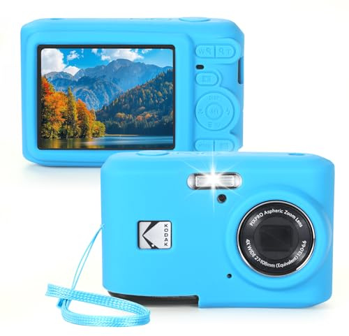 EUGOOCX Silicone Case Compatible with Kodak PIXPRO FZ45 Digital Camera, Soft Protective Cover Anti-Scratch Sleeve Jacket with Lanyard (Blue)