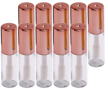 Lipgloss-Flaschen, nachfüllbar, transparent, für Damen, Mädchen, Roségold, 4,3 x 1 cm, 10 Stück