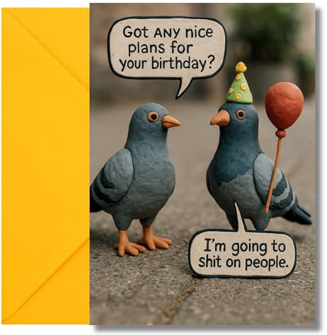 LimaLima Birthday Card For Men & Women Funny Rude Pigeon Design Perfect For Male Female Best Friends Work Colleagues & Family