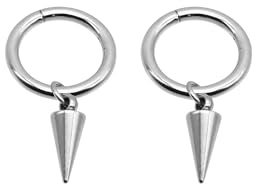 2 Stück DIY Spike Charm 316L chirurgischer Edelstahl Scharnier Nasenringe Cliker Piercing Hoop für Septum Daith Helix Knorpel Lobe Ohrringe, Sexy BCR PA Piercing Hoop, Mehrzweck-Kegel Körperschmuck