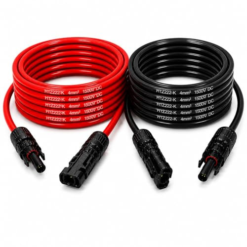35Fahrenheit Solarkabel Set H1Z2Z2-K 4mm² | 2x5m Verlängerungskabel inkl. Solarstecker | Photovoltaik Kabel beidseitig rot/schwarz mit Stecker für PV Solaranlage | UV- & Witterungsbeständig