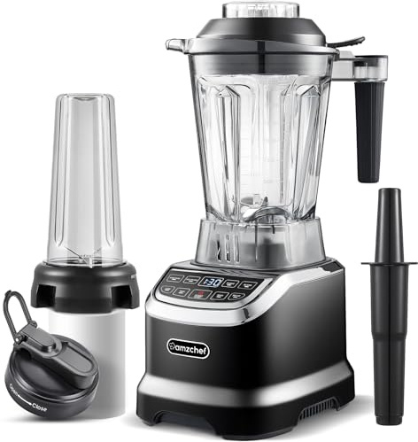 AMZCHEF Frullatore a tazza 2 in 1 con due miscelatori - Frullatore ad alte prestazioni 1800 W