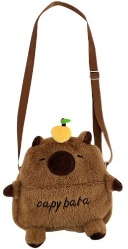 FOSDICK Capybara Plush Handtasche Mädchen Umhängetasche Mädchen Crossbody Bag Kinder Schultertasche Verstellbare Kinder Umhängetaschen Niedlich Kindertasche Capybara Shoulder Bag Klein Cross Body bag