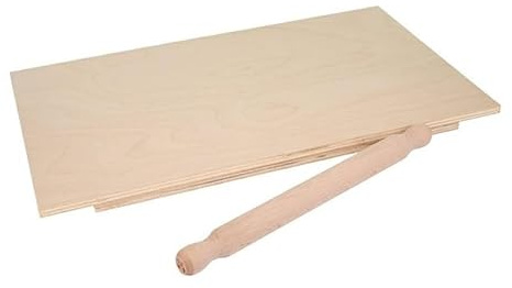 mille idee Spianatoia in Legno 50×30 cm con Mattarello – Set Professionale per Pasta, Pizza e Pane – Ideale per Impastare e Stendere l’Impasto
