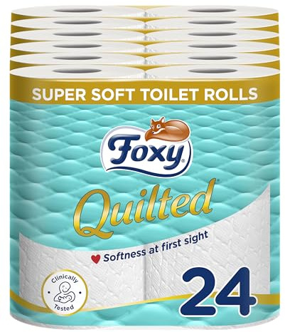 Foxy Quilted Toilet Paper (Pack of 24) – Supersoft Toilet Rolls with Cushioned Embossing – 2-Ply Quilted Sheets – FSC® Certified