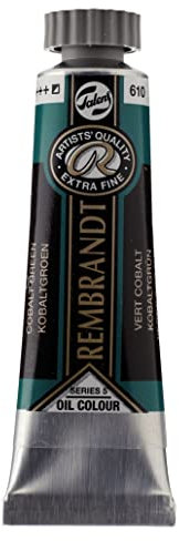 Rembrandt Oil Colour - Cobalt Vert 610 - Tube de 15 ml - Qualité extra-fine - Haute résistance à la lumière - Consistance beurrée - Peinture à l'huile pour artistes
