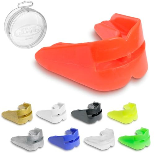 SPIELSCHUTZ – DOPPELT – BLAUER Mundschutz/Zahnfleischschutz – für obere und untere Zähne – Mundschutz, CE-geprüft, Boxen, MMA, Sport - Rot
