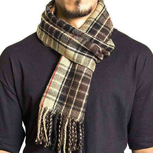 alpine swiss Herren Karierter Schal Weiche Winterschals Unisex,Braun Kariert,Einheitsgröße