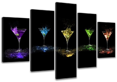 Visario Bild & Kunstdruck der deutschen Marke 200 x 100 cm 6303 Bilder auf Leinwand Kunstdrucke Cocktail Gläser Wandbild