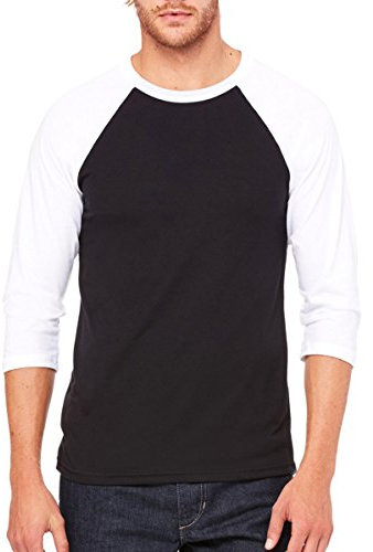 Baseball-Shirt aus Canvas-C3200-Material, Unisex, 3/4-Arm, meliert Gr. XL, schwarz / weiß