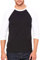 Baseball-Shirt aus Canvas-C3200-Material, Unisex, 3/4-Arm, meliert Gr. XL, schwarz / weiß