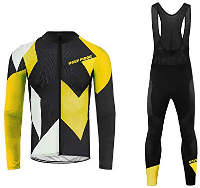 UGLY FROG Maillot Ciclismo Hombres Manga Larga y Pantalones Ajustados 20D Acolchado Forro Térmico de Lana Anti-Viento Invierno