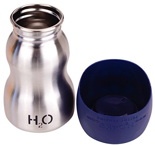 H2O4K9 Stainless Steel Dog Water Bottle and Travel Bowl, Small, 270 ml, Deep Navy