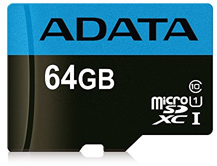 ADATA 64GB Premier High Capacity Micro SD Card with SD Adapter UHS-I Class 10 R/W 85/25MB/s
