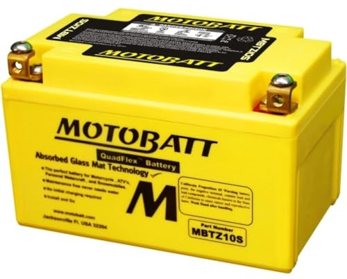 MOTOBATT - Batteria Moto AGM MBTZ10S | 12V 8.6Ah 165CCA | Sigillata Attivata in Fabbrica | Compatibile con YTX7A-BS, YTZ10S | Compatibile con Honda, Yamaha, Kawasaki, Suzuki, BMW e tutti