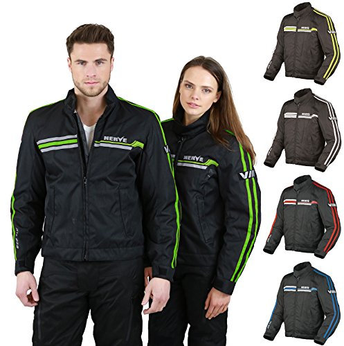 Leichte Motorradjacke mit Protektoren -Swift- Roller Motorrad Jacke Herren Sommer Winter Kurze Textil Männer Protektorenjacke Wasserdicht Winddicht - Schwarz-Neon Grün - 2XL / XXL