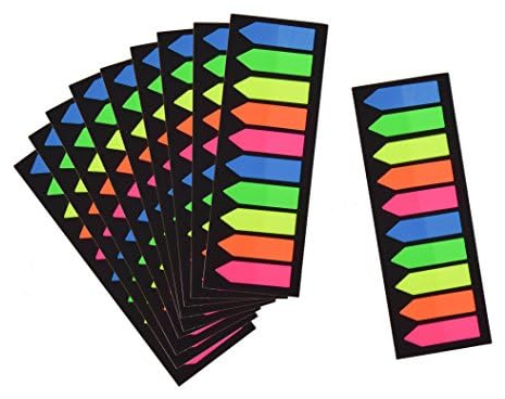 Morepack 2000 Count Neon Color Tape Flag, Page Markers,Index Tab Flags,Sticker Note, Fluorescent,10Pack,2000 Pages Count (Type 3)