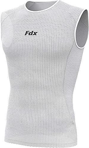 FDX Cool Mesh Base Layer Sleeveless - Men, Women Summer Cycling Vest - Ultralight, Breathable, Anti-Odour Bicycle Skins Tops - Under-Shirts for Running, Gym, Workout Training, Hiking (White, X-Large)