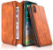 REALIKE Telefon Hülle Kompatibel mit iPhone X iPhone XS Leder Flip Brieftasche Schutzhülle für iPhoneX/Xs (5.8”),für iPhone X iPhone XS Hülle. (ORANGE BRAUN)