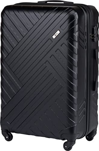 Xonic Design Reisekoffer - Hartschalen-Koffer mit 360° Leichtlauf-Rollen - hochwertiger Trolley mit Zahlenschloss in M-L-XL oder Set(Schwarz, XL)