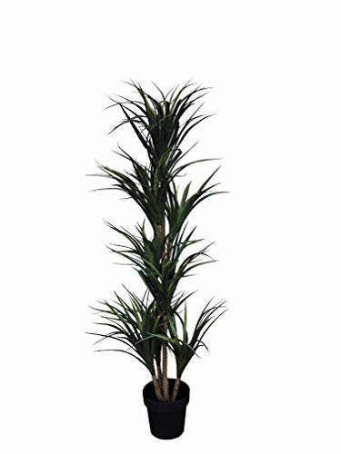 AMERIQUE Gorgeous & Unique 5 Feet Multi-Head Yucca Artificial Plant Tree with 8 Nursery Pot, Feel Real Technology, 10 Branches & 228 Leaves, Green