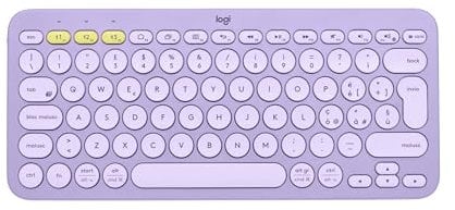 Logitech K380 Teclado Bluetooth inalámbrico multidispositivo, hasta 3 Dispositivos, Compacto, batería de 2 años - PC, portátil, Windows, Mac, Chrome OS, Android, iPadOS, Apple TV, Morado Italiano