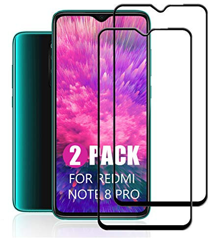 SCL Xiaomi Redmi Note 8 Pro Vetro Temperato Pellicola per Xiaomi Redmi Note 8 Pro, 3D Copertura Totale Pellicola Protettiva (2-Pezzi), 9H Durezza, Anti-graffio, Anti-impronta, Senza bolle