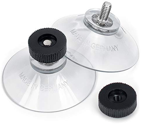 Saugnäpfe Ø 40 mm | M4 Gewinde – Länge 6 mm | V2A Edelstahl | Saugnapf mit Rändelmutter | Saugknopf | Saugnoppen | Ohne Bohren | Made in Germany (Schwarze Rändelschrauben, 10)