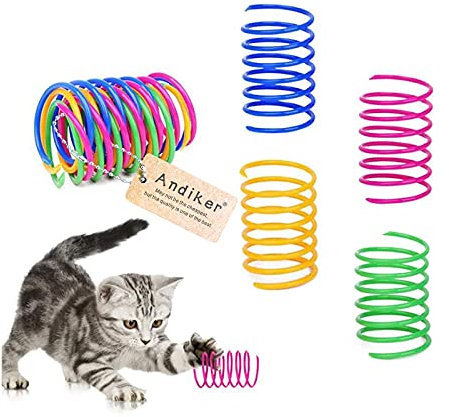 Andiker Cat Spiral Spring, 12 Pc Cat Creative Toy to Kill Time and Keep Fit Interactive Cat Toy Sturdy Heavy Plastic Spring Colorful Springs Cat Toy for Swatting, Biting, Hunting Kitten Toys