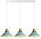 iDEGU 3 Lampes Suspension Luminaire Industrielle Lustre Plafonniers Design Edison Métal Lustre Suspension Vintage avec Support en Barre, Ø 220mm, Vert