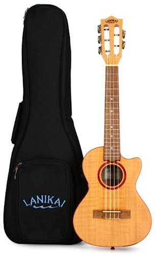Lanikai FM-5CET 5 String Ukulele, Flame Maple Tenor Cutaway and Electronics, with Fishman Kula Preamp and Tuner