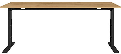 Certeo Germania Schreibtisch 4253-582 GW-Profi, in Grandson-Eiche-Nb./Schwarz, me. höheneinstellbar, 180 x 80 x 80 cm (BxHxT)