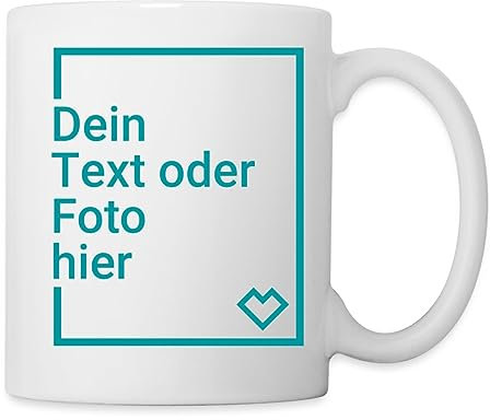 Spreadshirt® Tasse personalisiert mit Foto & Text | 325ml Fassungsvermögen aus Keramik in weiß | Tasse selbst gestalten | kratzfester Druck mit hoher Farbbrillanz