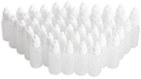 VASANA 50PCS 20ml Empty Ldpe Soft Plastic Squeezable Eye Dropper Dropping Bottles with Screw Caps and Plugs for Essential Oil Sample Liquid Reagent Cosmetic Lab Drops