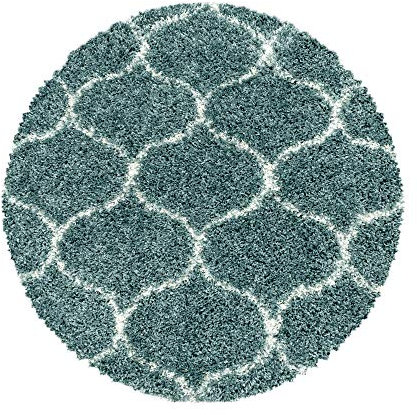 Carpettex Hochflor Teppich - Wohnzimmer Shaggy Flokati Modern Skandinavisch Design 160 cm Rund Blau - Schlafzimmer Weich Flauschig Waschbar - Küche Esszimmer Langflor