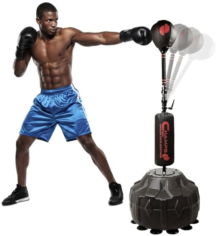 Cobra Reflex Bag – Advanced Reflex Punching Bag with Ultra-Fast Bounceback to Increase Speed, Reflexes, and Stamina – Adjustable-Height Boxing Bag with Stand and Secure Suction Cups…