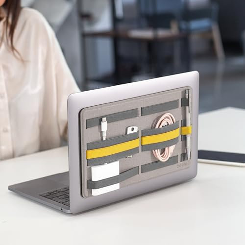 Beblau | SHIFT PRO | selbstklebender tragbarer Tech-Organizer für Laptops u. Rucksack | Büro u. Zuhause, tragbare externe Festplattenhalterung, für die Arbeit im Homeoffice | wiederverwendbar | Gelb