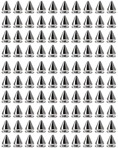 100 Stücke Ziernieten, Killerniete, Spitznieten, Silberne Metallnieten, für Verzieren von Halsketten, Taschen, Schuhen, Jacken (Silber)