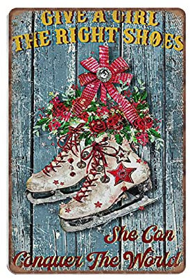 Dreacoss Blechschild mit Schlittschuh-Motiv, Retro, lustiges Metallschild, Vintage-Poster, Wandkunst für Küche, Garten, Badezimmer, Bauernhof, Zuhause, Kaffee, Dekoration, Blechschild, 20,3 x 30,5 cm