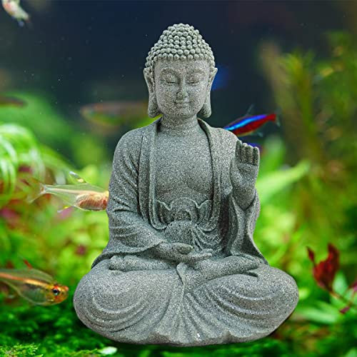 livelyfish Buddha-Statue, handgefertigt, japanische Aquarium-Dekoration, robuste Friedens-Hand, Meditationsskulptur für Aquarium, Heimdekoration, Groß-B