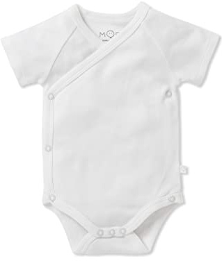 MORI Bodysuit Kimono Short Sleeve in Organic Cotton & Bamboo, Multiple | Side nickle-free poppers on the crotch ensure simpler changes without pulling over baby's head, keeping infants cool.