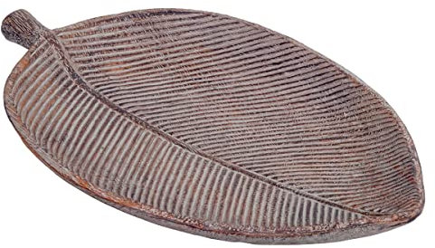 Signes Grimalt By SIGRIS - Plato Hoja Gris de Resina | Plato Decoracion Mesa Salon Decoracion Boho cm