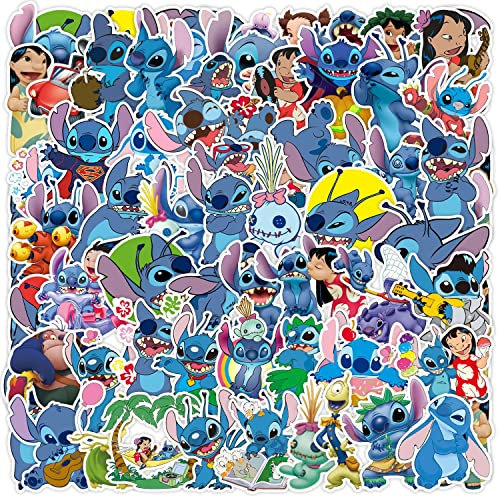 100 Stück Stitch Aufkleber für Laptop, Stoßstange, Skateboard, Wasserflaschen, Computer, Telefon, Gitarre, Cartoon-Aufkleber für Kinder, Teenager und Erwachsene