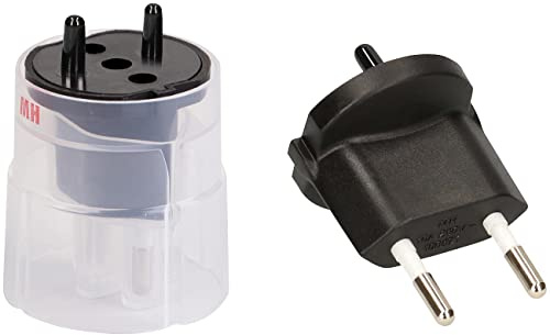 revolt Adapterstecker: Fixadapter Typ 11, für Konturenstecker CEE 7/17, 2-polig, schwarz (Deutschland)
